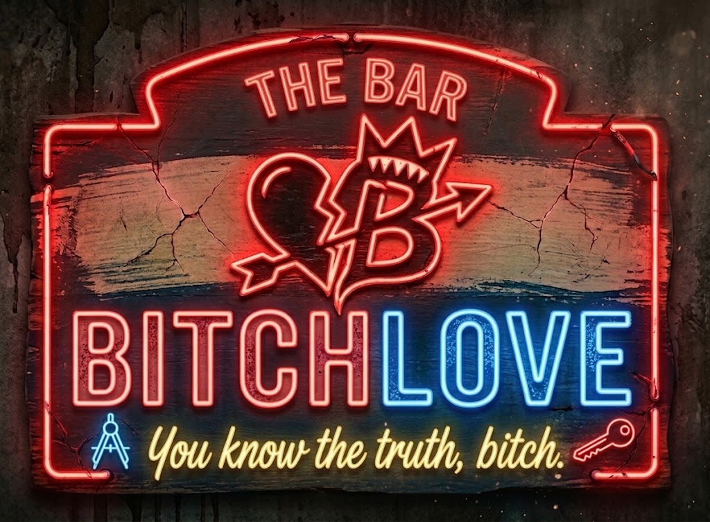 The Bar at BitchLove.com — neon sign